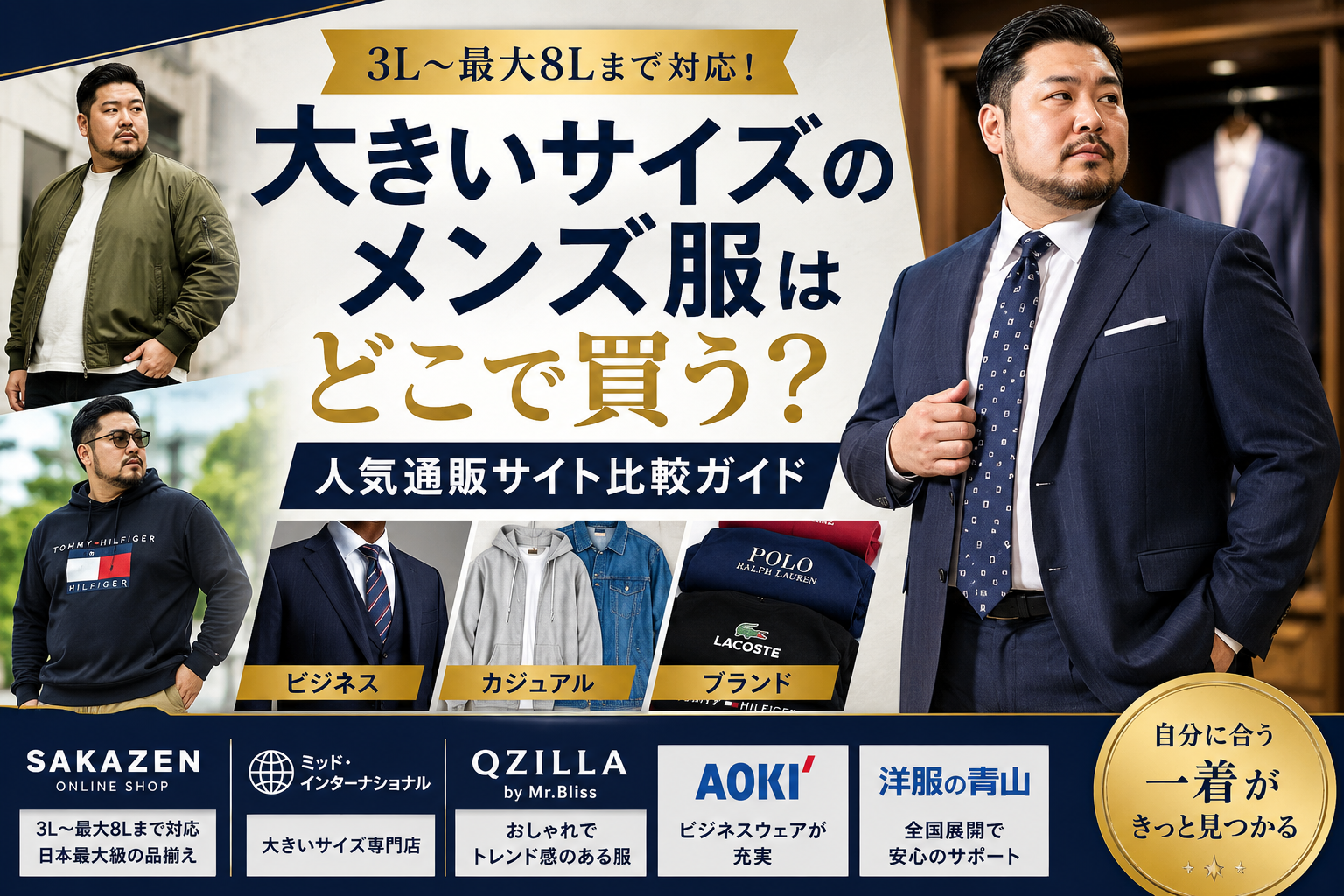 大きいサイズのメンズ服はどこで買う？人気通販サイト比較ガイド｜おしゃれに着こなせるブランドを紹介