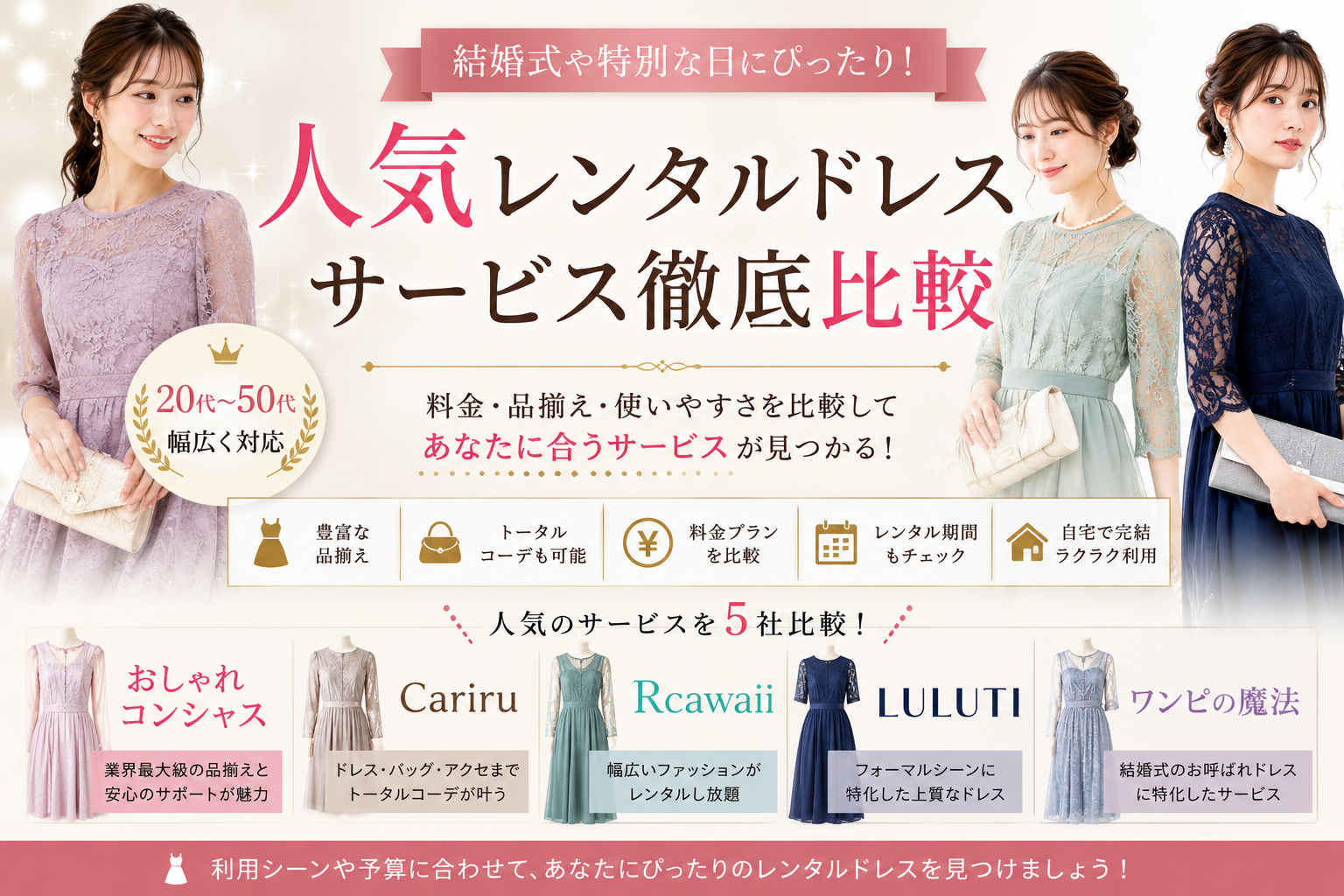 結婚式のお呼ばれドレスはどこで借りる？人気レンタルドレスサービス比較ガイド